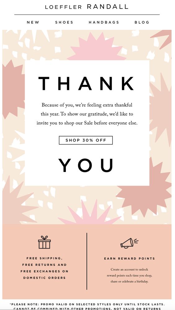 Customer Appreciation Email Example from Loeffler Randall