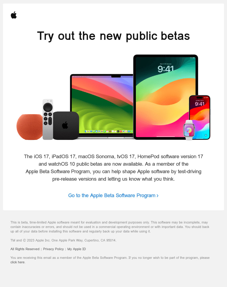 Invite Email from Apple