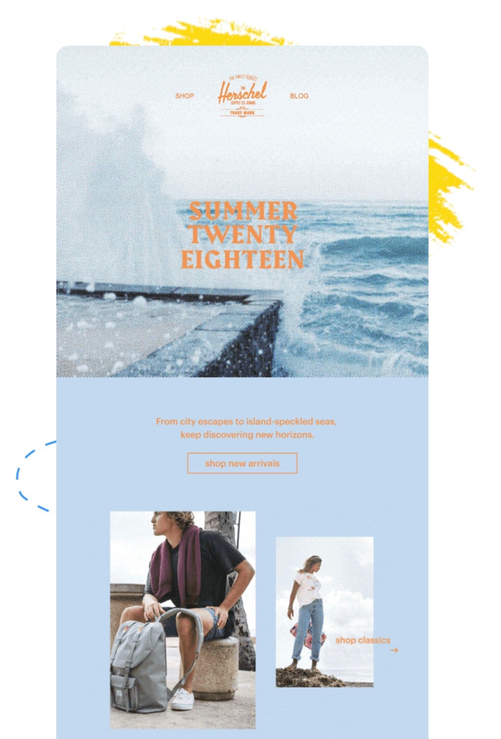 Herschel's "New Summer Arrivals" Newsletter