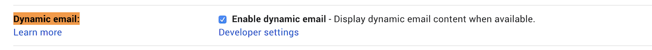 Enable dynamic email in gmail