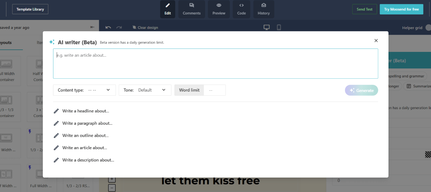 AI writer example body copy