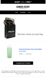 Camera Ready cosmetics email content