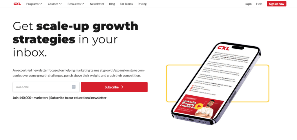 CXL newsletter signup
