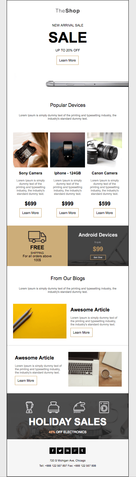 ecommerce product placement email