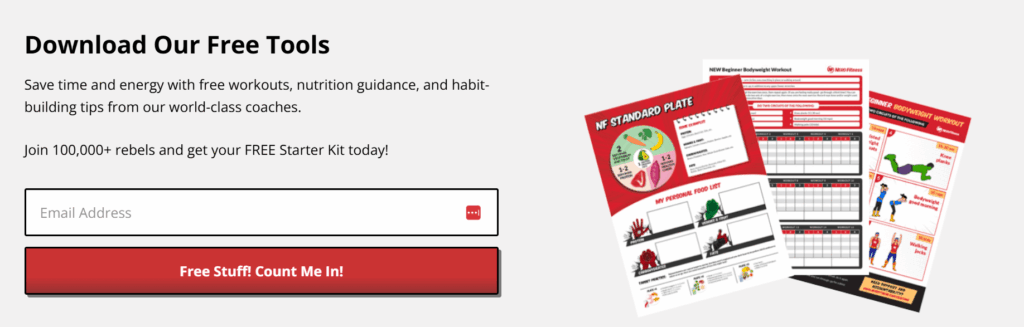 newsletter signup example by Nerd Fitness newsletter signup example by Nerd Fitness