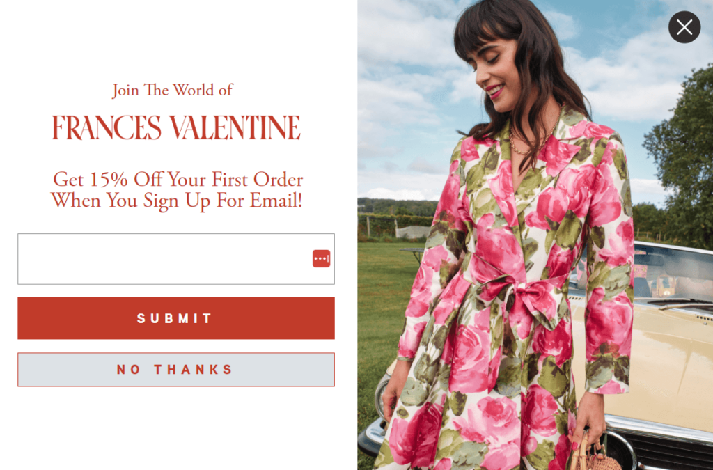 Frances Valentine signup form Frances Valentine signup form