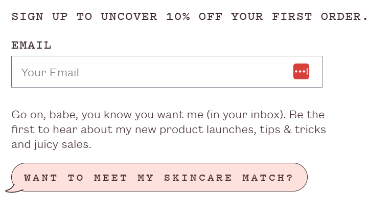 Frank Body signup form Frank Body signup form