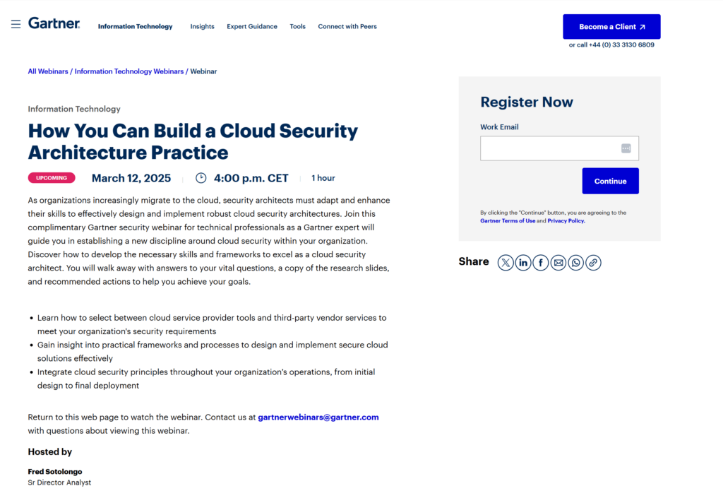 Gartner landing page example