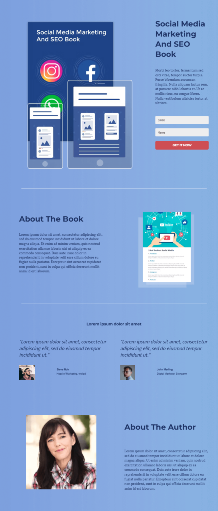 Moosend landing page template
