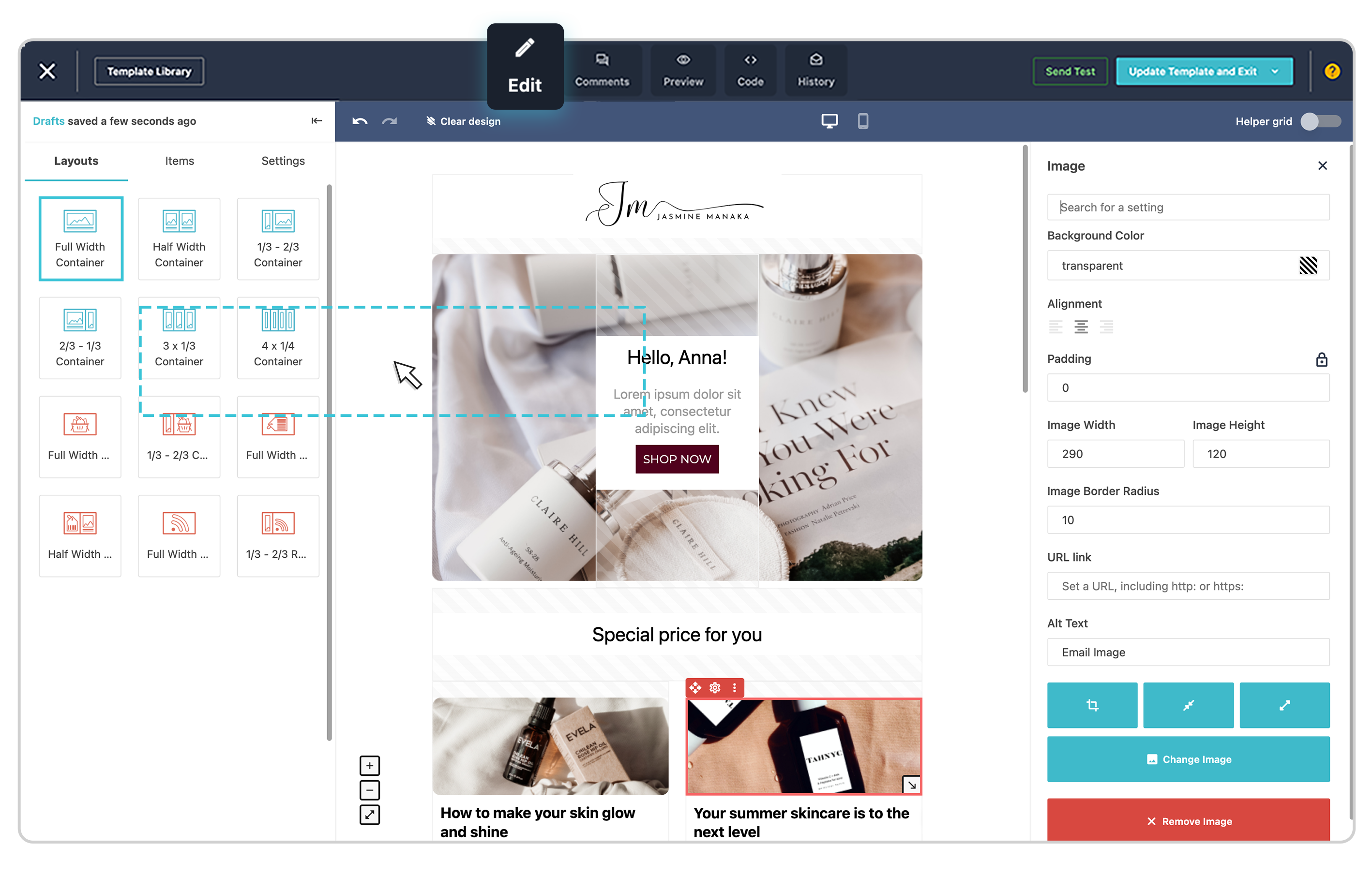 Moosend email newsletter editor