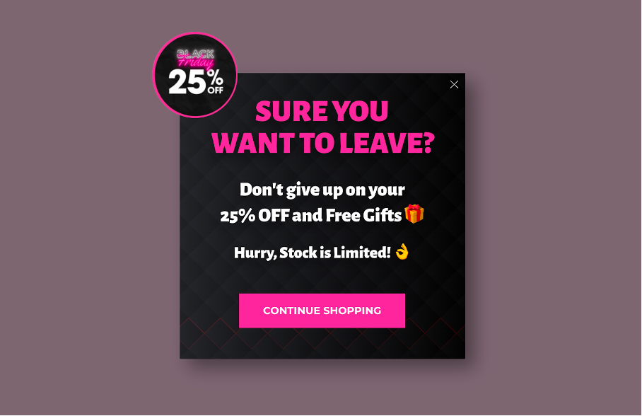 obvi black friday exit popup