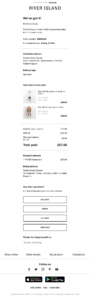 ASOS order confirmation email example