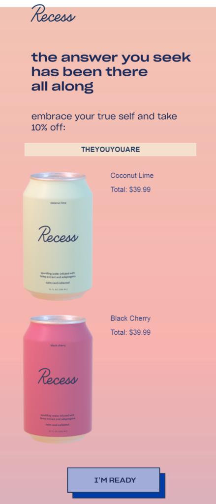 Recess abandoned cart email
