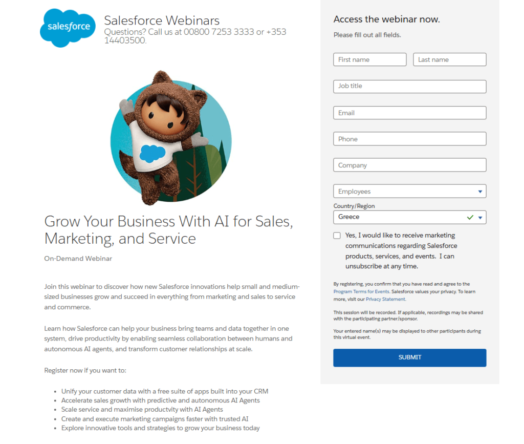 Salesforce webinar example