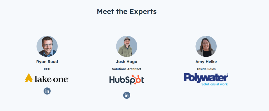 webinar landing page expert section
