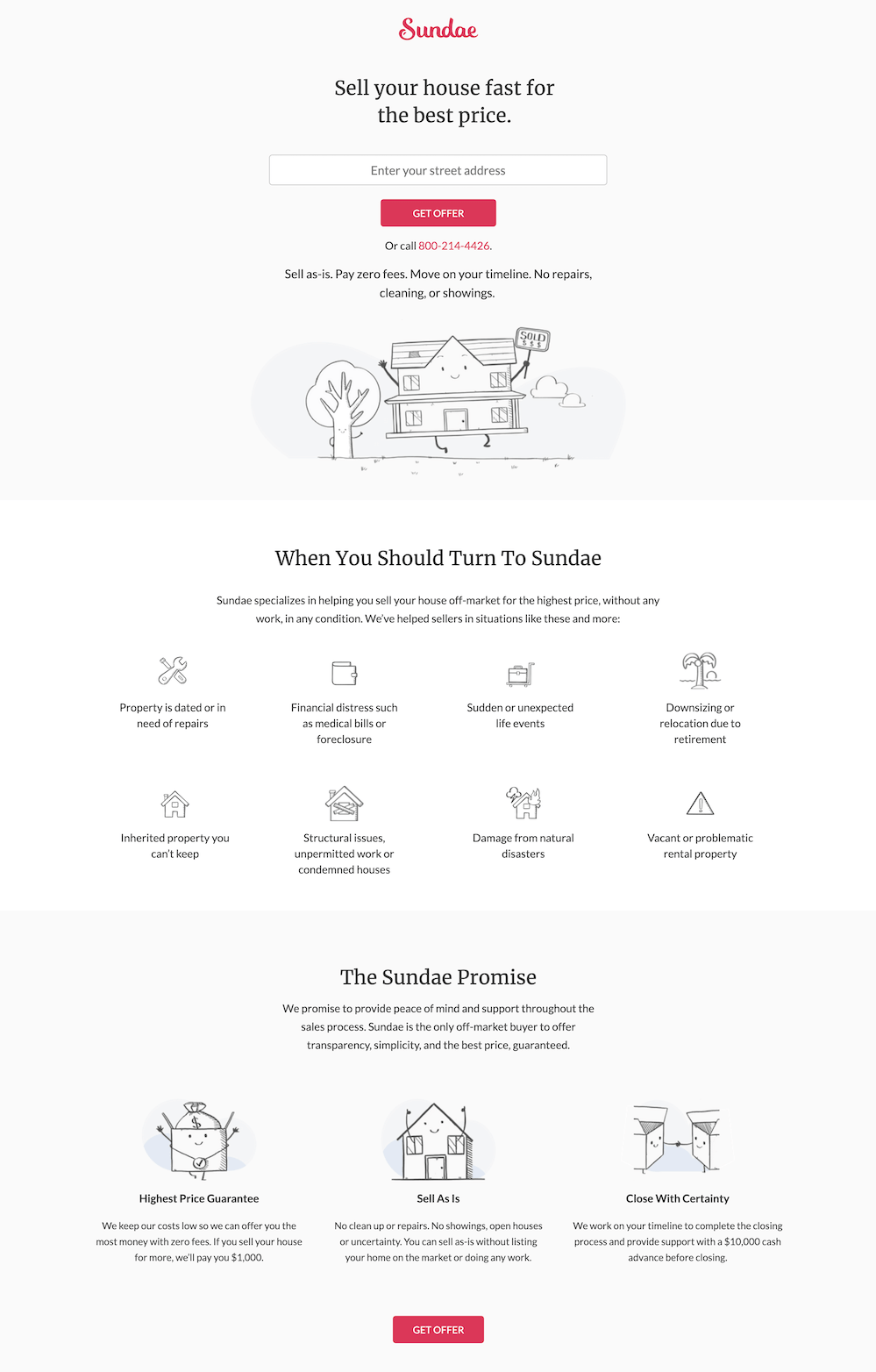 Sundae cta focused landing page
