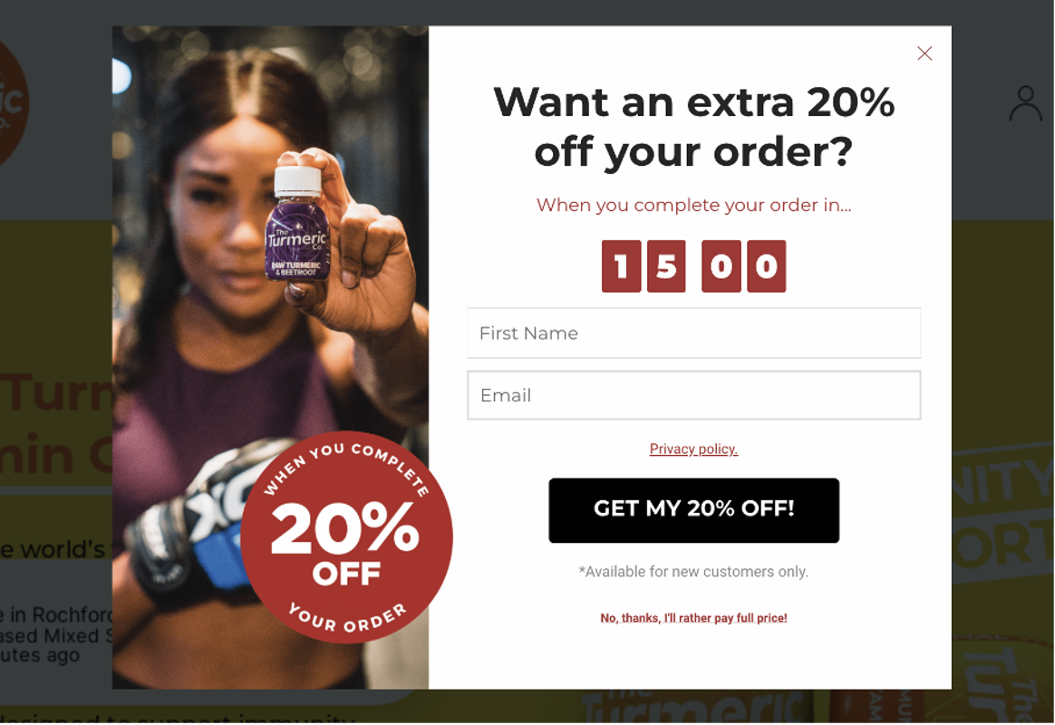 the turmeric co. exit-intent form