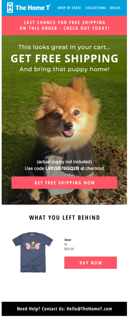 Home T abandoned cart email