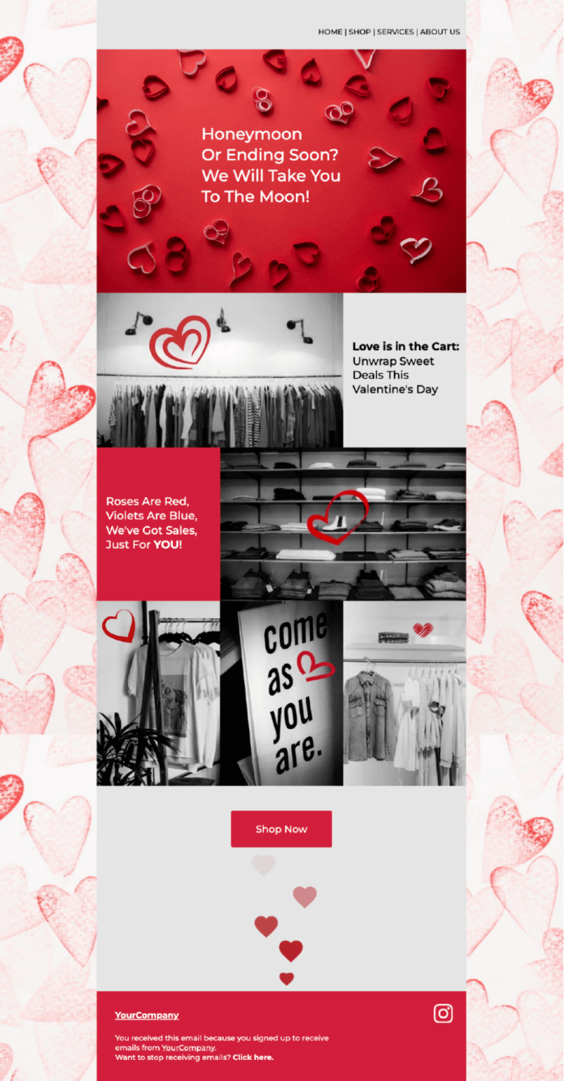 moosend valentine's newsletter template