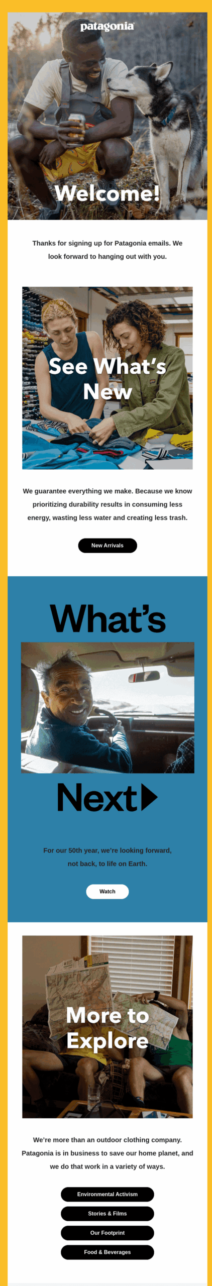 welcome email by Patagonia welcome email by Patagonia