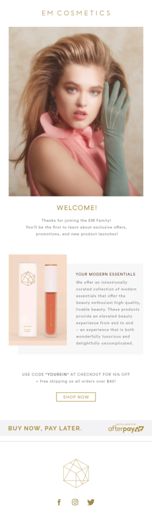 ecommerce email markerting welcome email